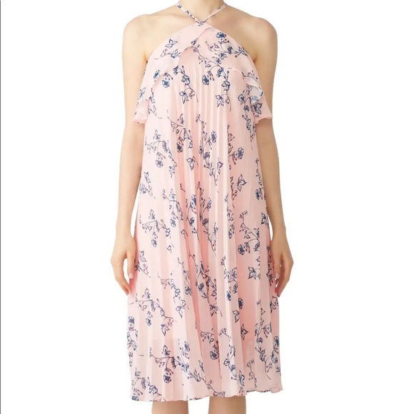 SHOSHANNA Halter Silk Ruffle Pink Dress - Picture 3 of 9